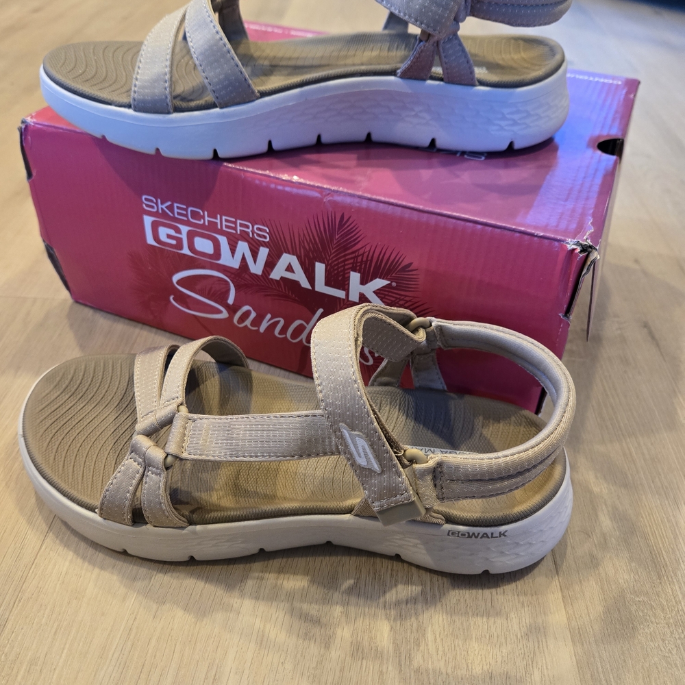 Skechers Go Walk Sandals in Tan